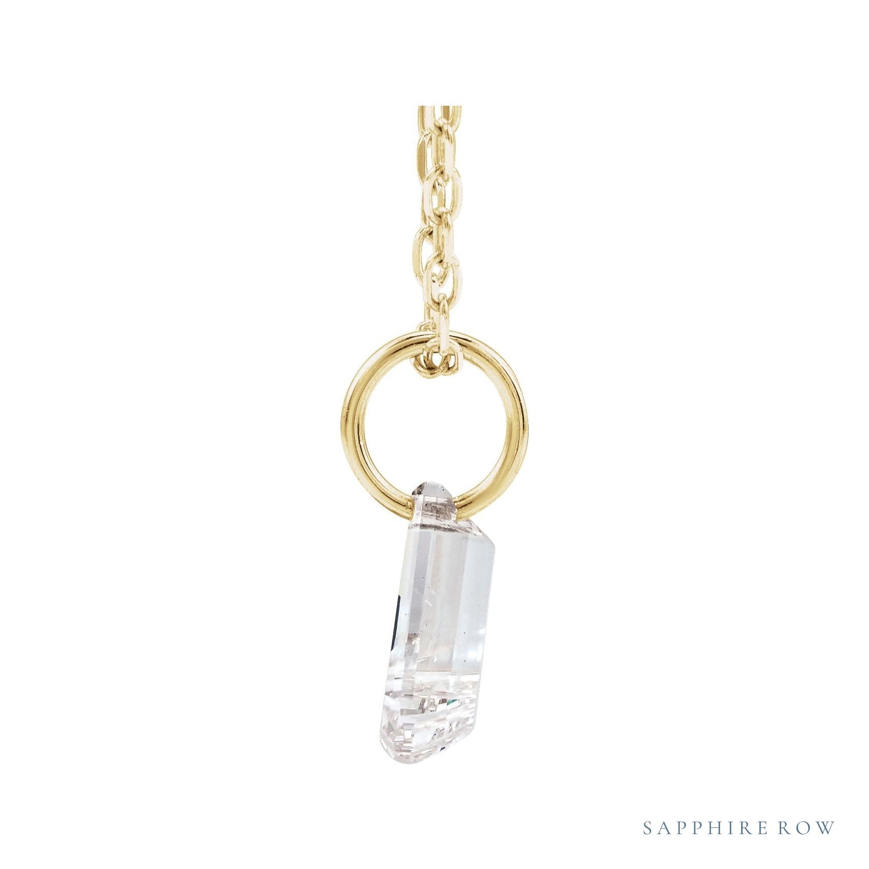 Sapphire Row Lab-Grown Diamond Initial Necklace - J, 14K Yellow Gold (view 2)