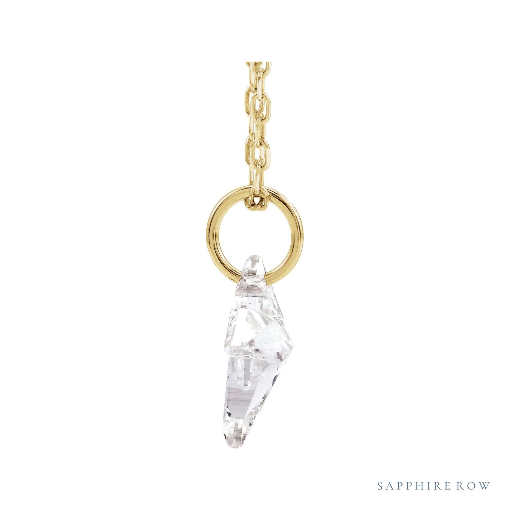 Sapphire Row Lab-Grown Diamond Initial Necklace - K, 14K Yellow Gold (view 2)