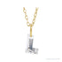 Sapphire Row Lab-Grown Diamond Initial Necklace - L, 14K Yellow Gold
