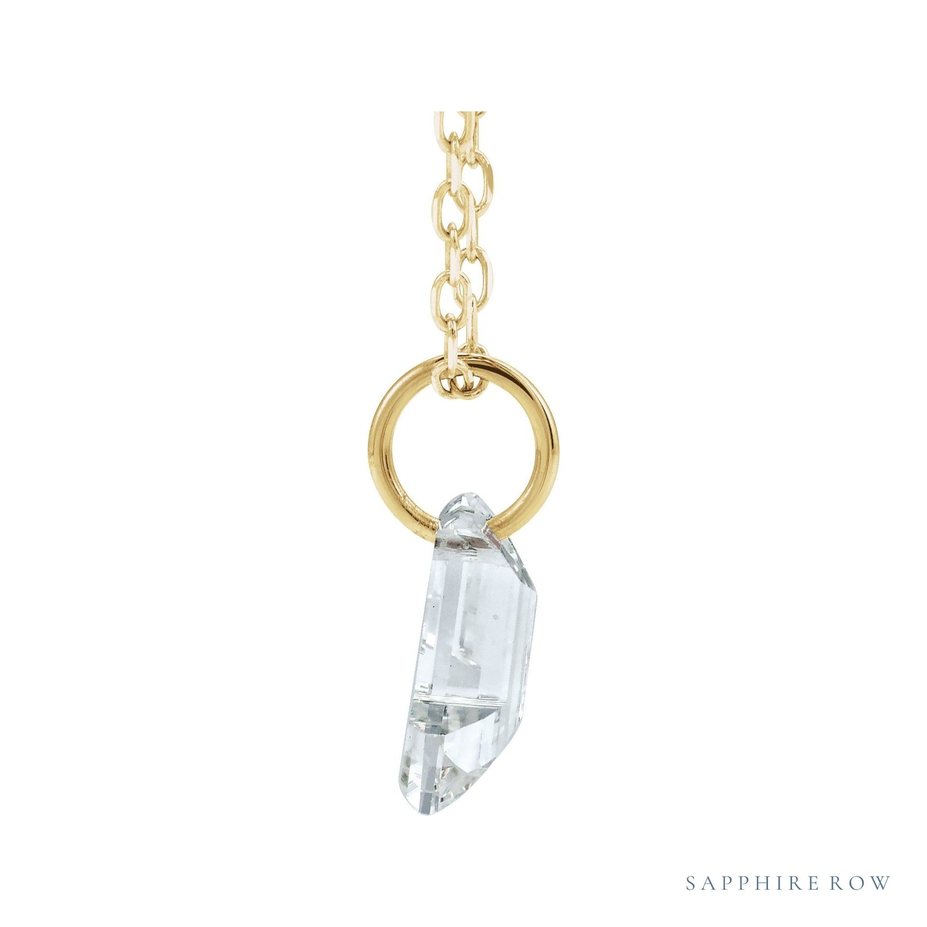 Sapphire Row Lab-Grown Diamond Initial Necklace - L, 14K Yellow Gold (view 2)
