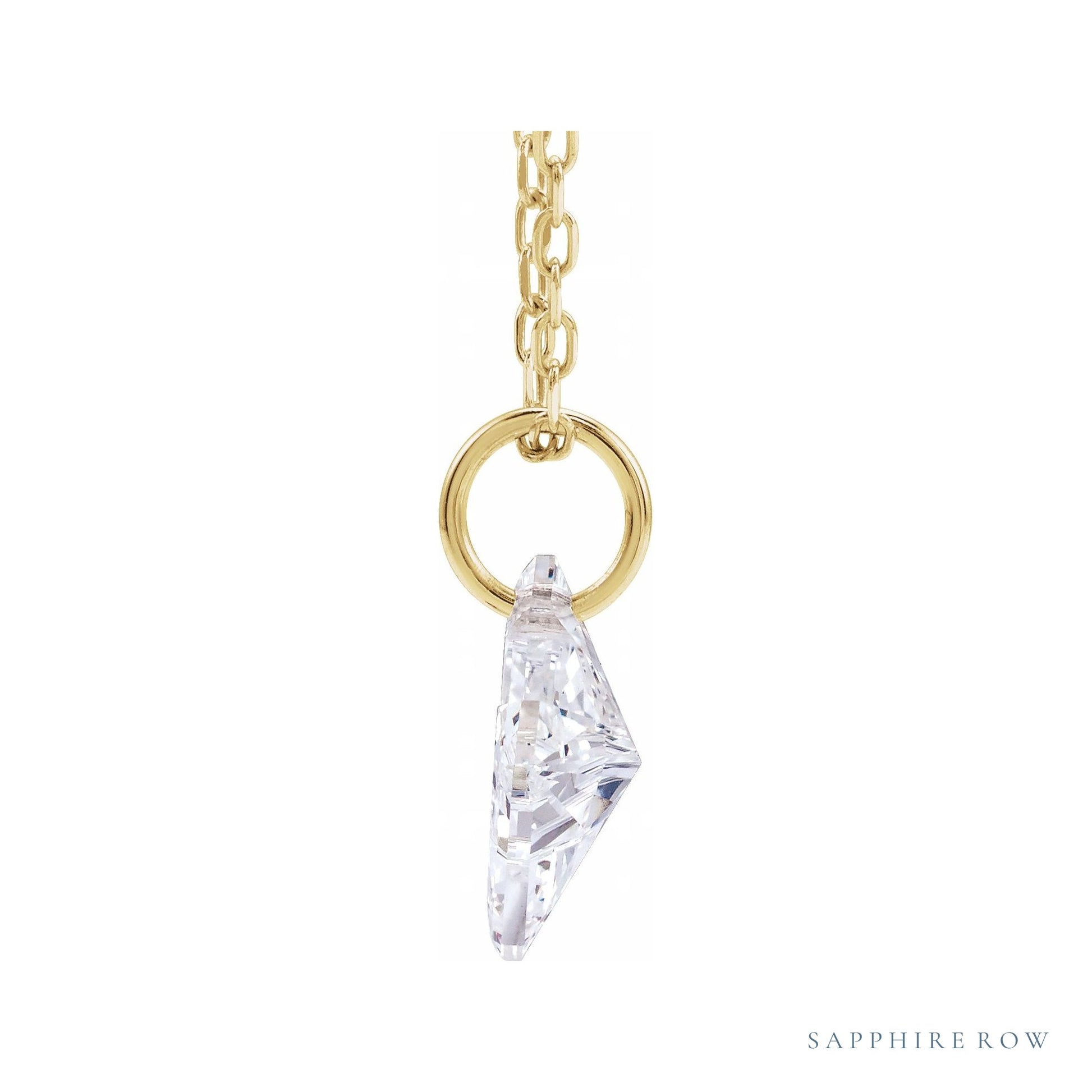 Sapphire Row Lab-Grown Diamond Initial Necklace - M, 14K Yellow Gold (view 2)