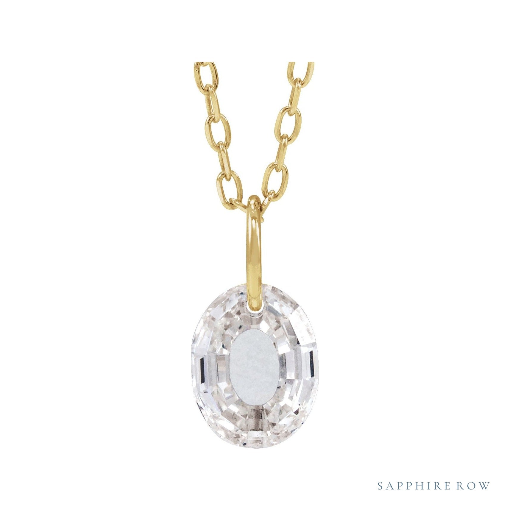 Sapphire Row Lab-Grown Diamond Initial Necklace - O, 14K Yellow Gold