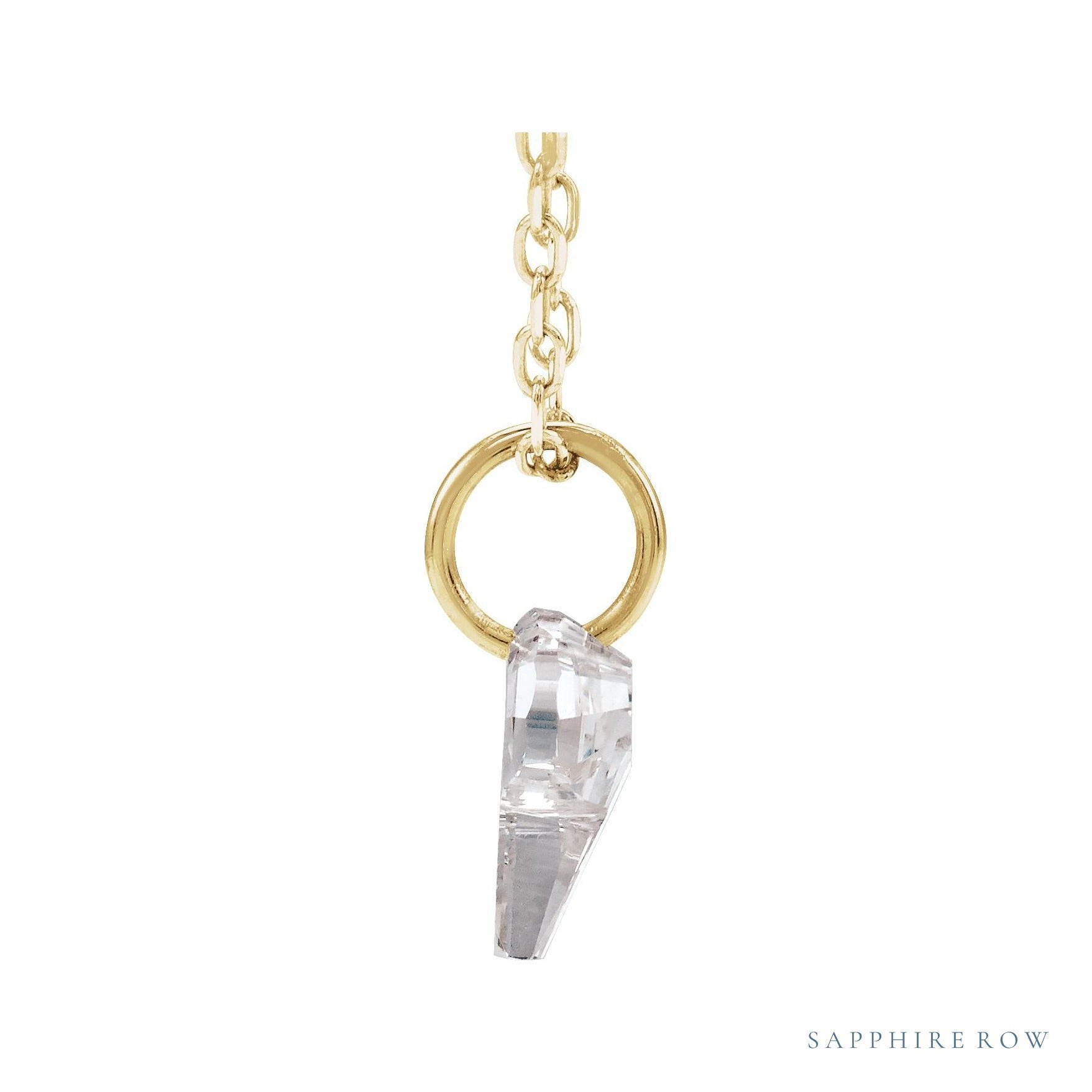 Sapphire Row Lab-Grown Diamond Initial Necklace - P, 14K Yellow Gold (view 2)