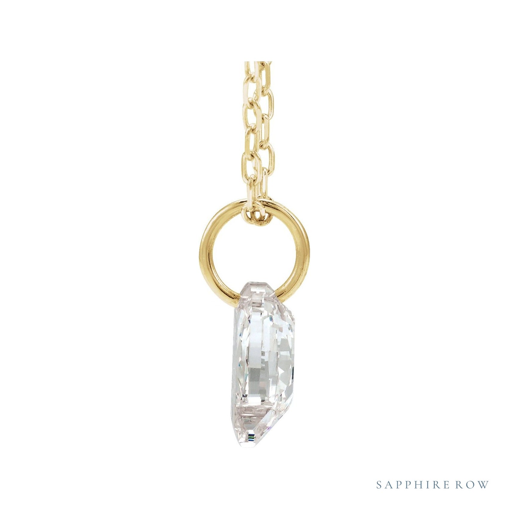 Sapphire Row Lab-Grown Diamond Initial Necklace - Q, 14K Yellow Gold (view 2)