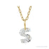 Sapphire Row Lab-Grown Diamond Initial Necklace - S, 14K Yellow Gold