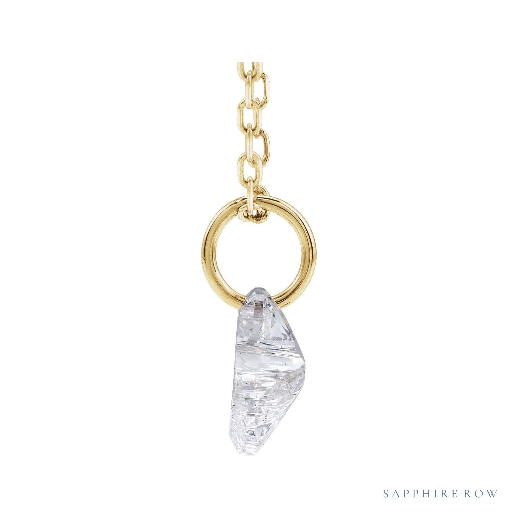 Sapphire Row Lab-Grown Diamond Initial Necklace - S, 14K Yellow Gold (view 2)