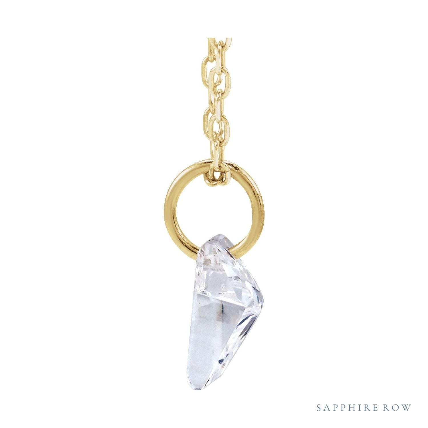 Sapphire Row Lab-Grown Diamond Initial Necklace - T, 14K Yellow Gold (view 2)