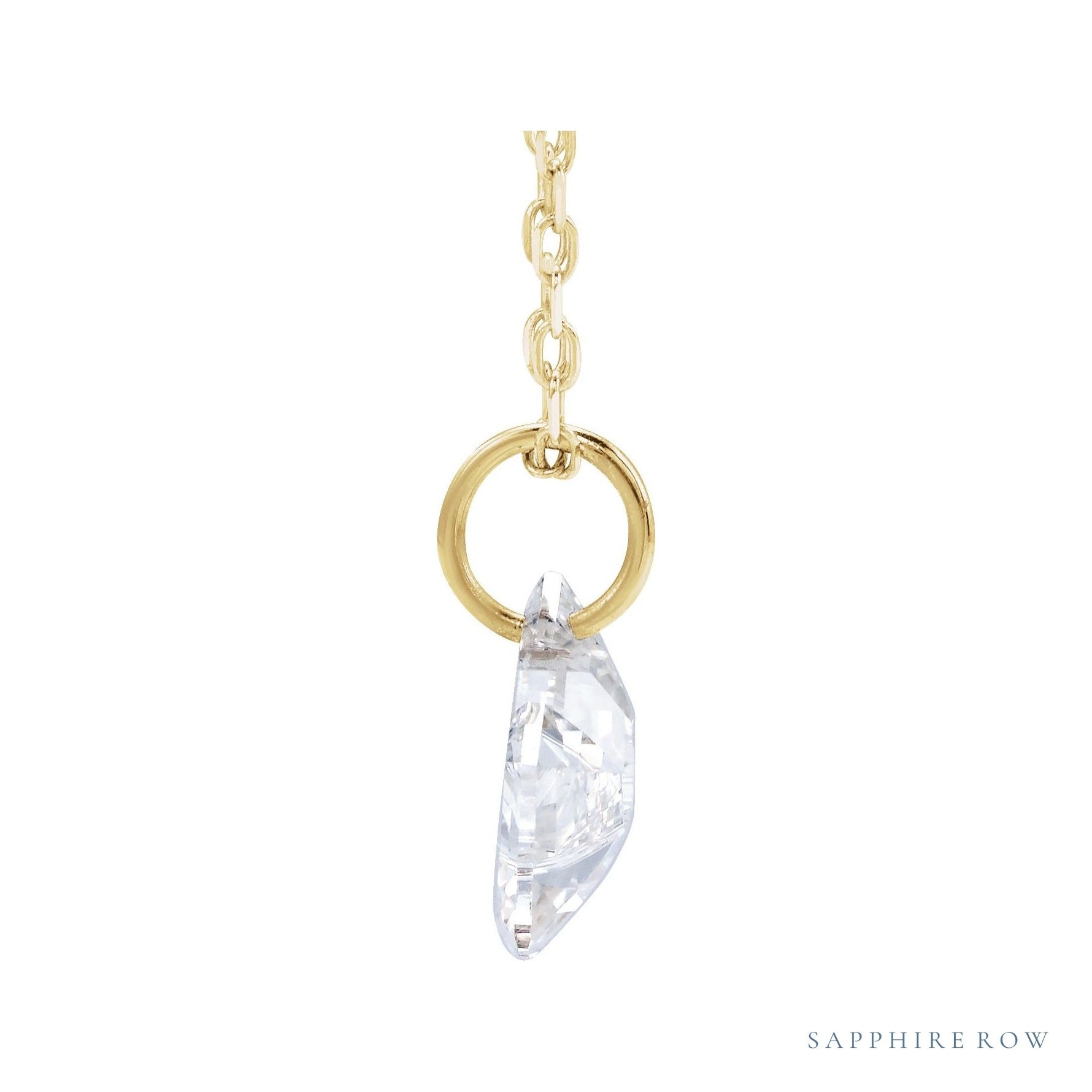 Sapphire Row Lab-Grown Diamond Initial Necklace - U, 14K Yellow Gold (view 2)