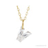Sapphire Row Lab-Grown Diamond Initial Necklace - V, 14K Yellow Gold