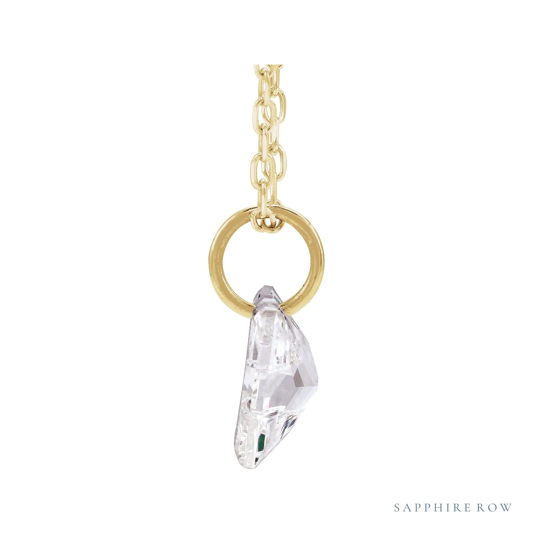 Sapphire Row Lab-Grown Diamond Initial Necklace - W, 14K Yellow Gold (view 2)