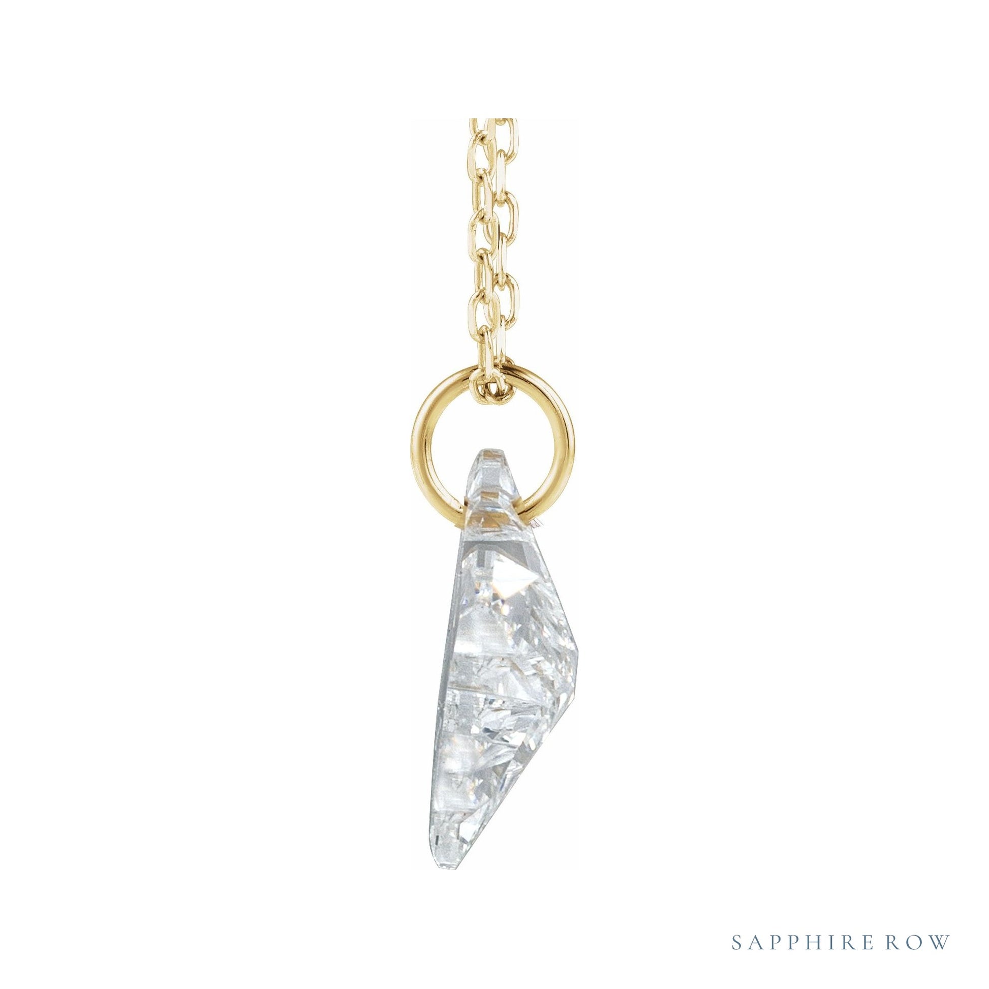 Sapphire Row Lab-Grown Diamond Initial Necklace - X, 14K Yellow Gold (view 2)