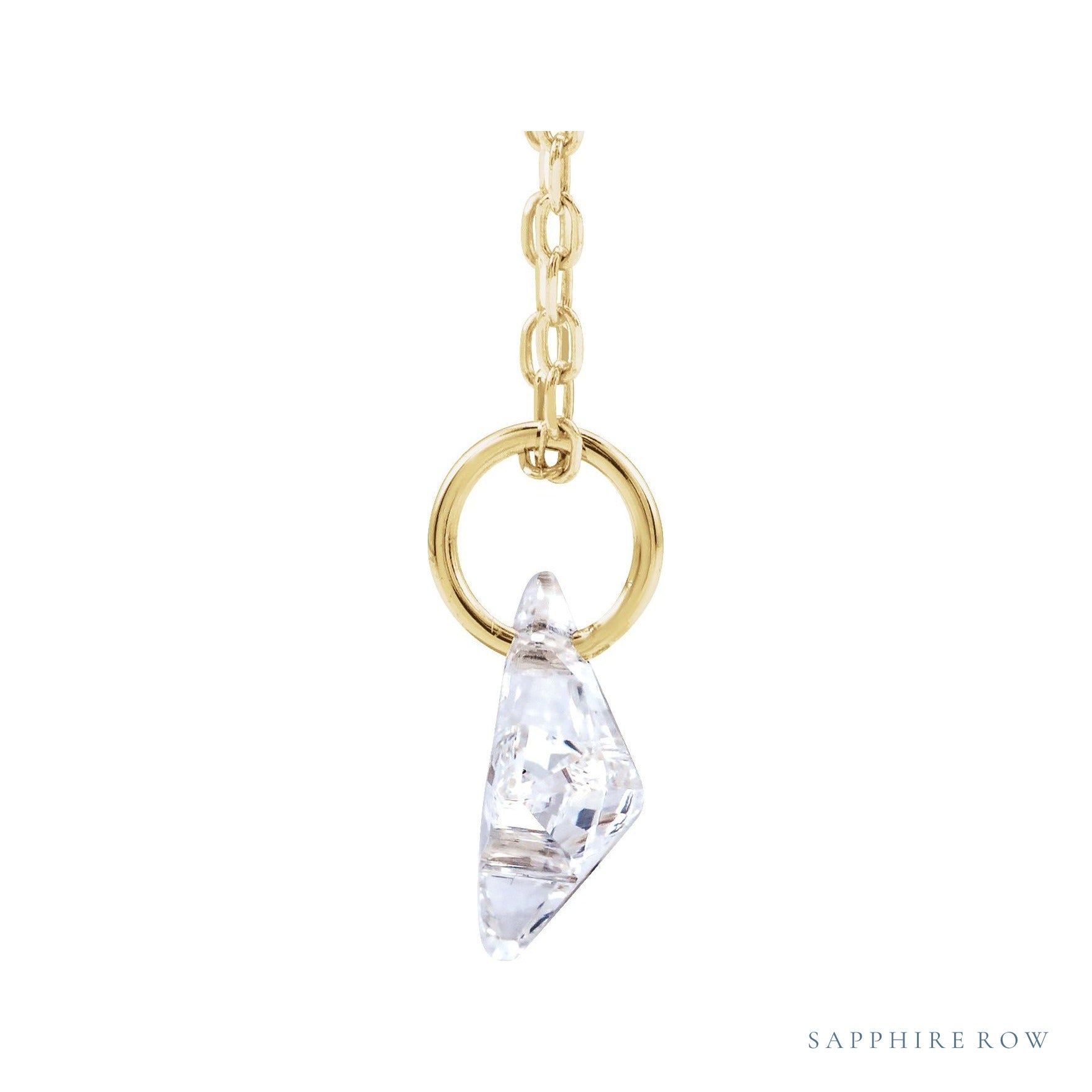 Sapphire Row Lab-Grown Diamond Initial Necklace - Y, 14K Yellow Gold (view 2)