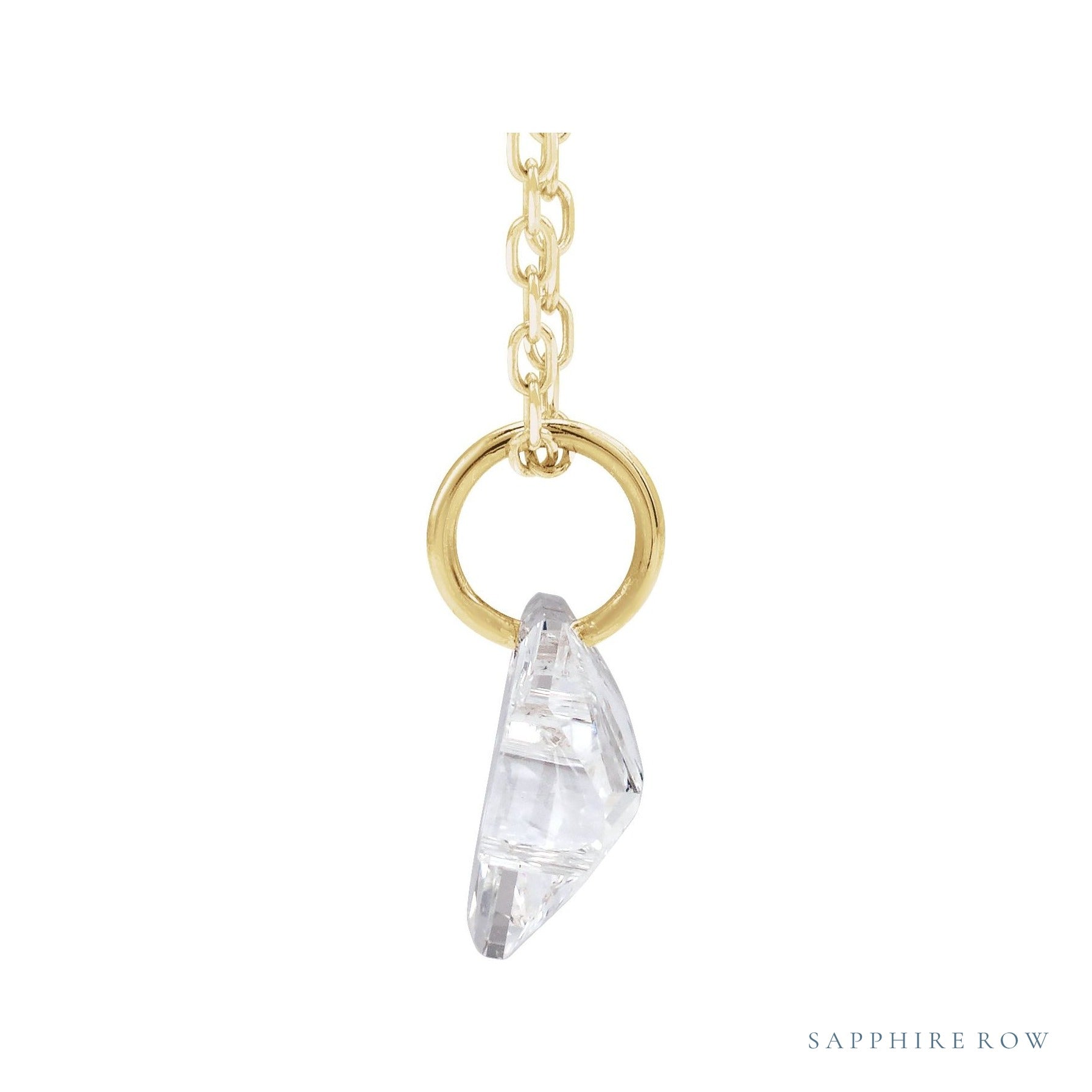 Sapphire Row Lab-Grown Diamond Initial Necklace - Z, 14K Yellow Gold (view 2)