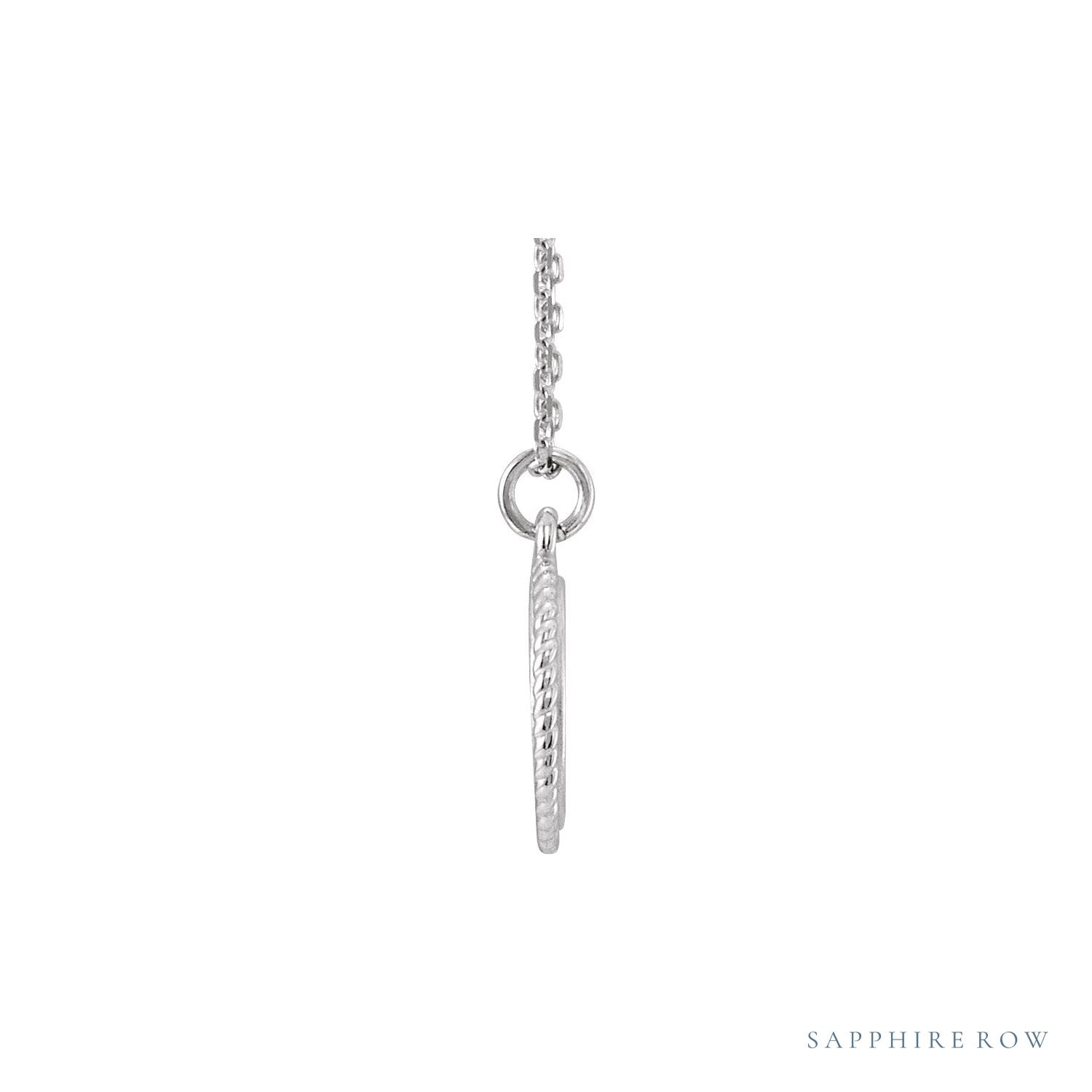 Sapphire Row Engravable Rope Disc Necklace - 14K White Gold (view 2)