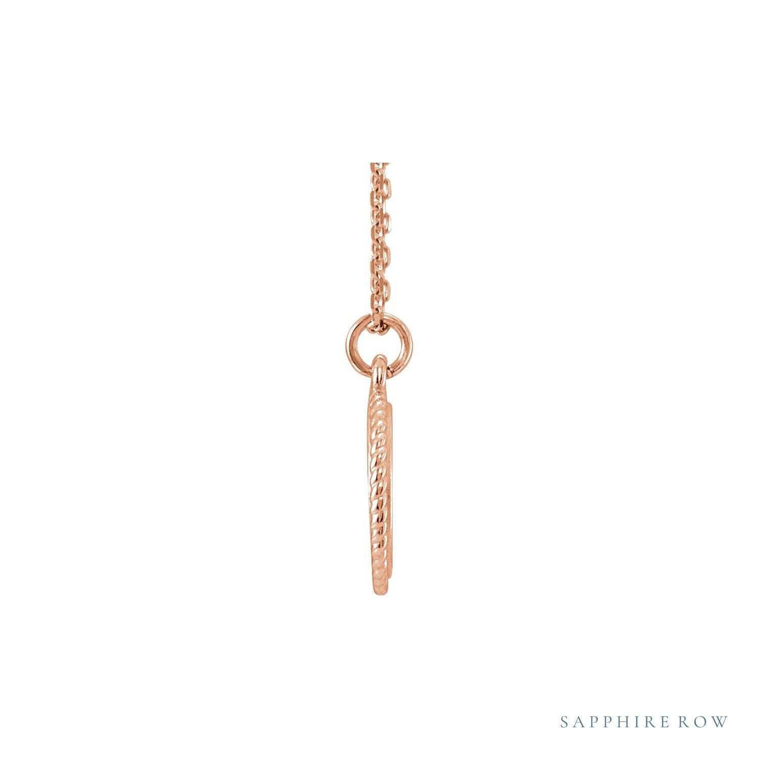 Sapphire Row Engravable Rope Disc Necklace - 14K Rose Gold (view 2)