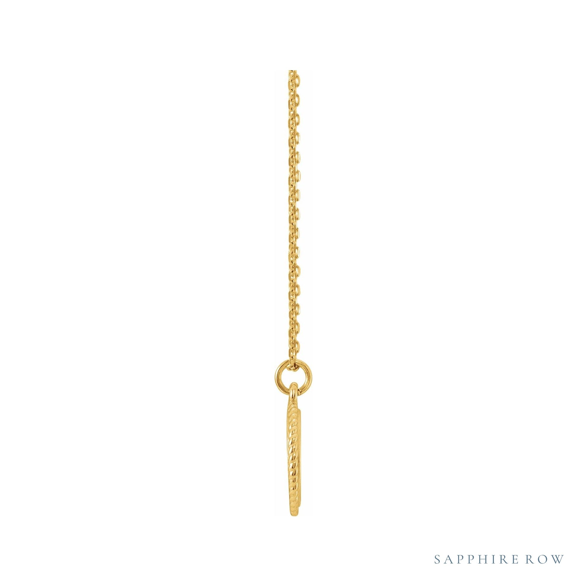 Sapphire Row Engravable Rope Disc Necklace - 14K Yellow Gold (view 2)