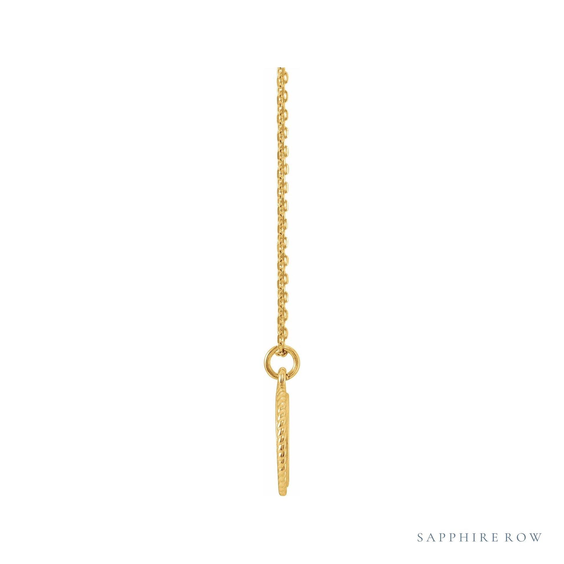 Sapphire Row Engravable Rope Disc Necklace - 14K Yellow Gold (view 2)