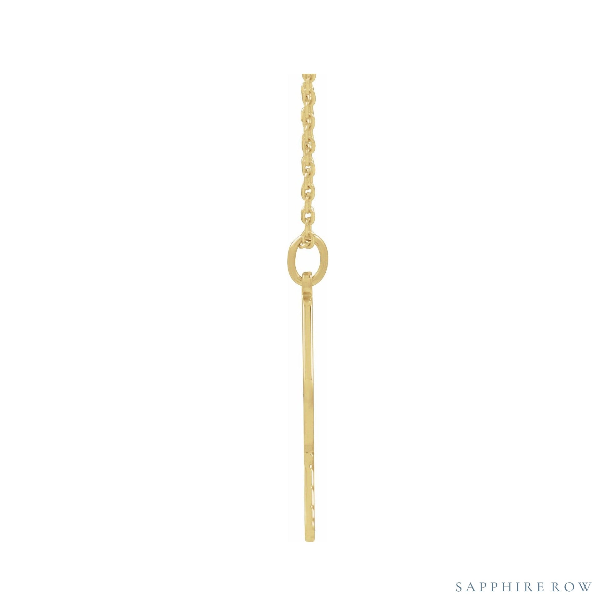 Sapphire Row Engravable Pickleball Paddle Necklace - 14K Yellow Gold (view 2)