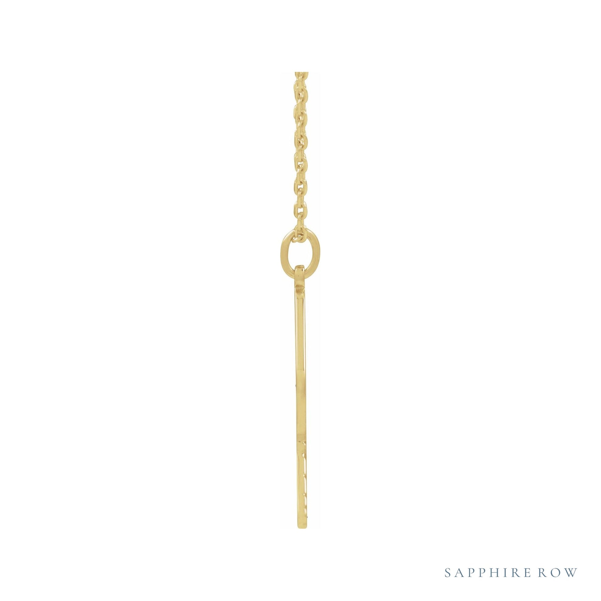 Sapphire Row Engravable Pickleball Paddle Necklace - 14K Yellow Gold (view 2)