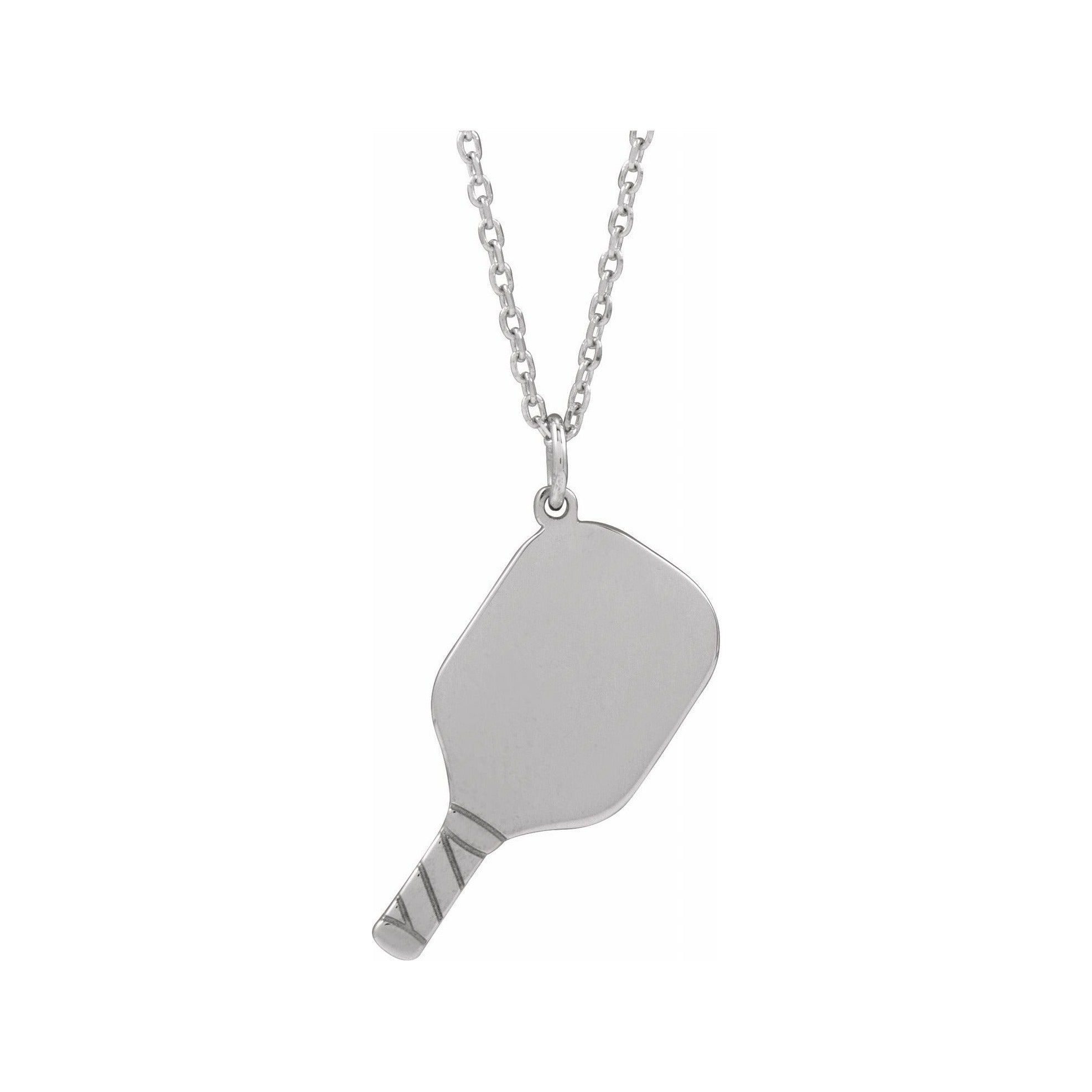 Sapphire Row Engravable Pickleball Paddle Necklace - 14K White Gold