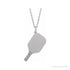 Sapphire Row Engravable Pickleball Paddle Necklace - 14K White Gold