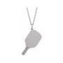 Sapphire Row Engravable Pickleball Paddle Necklace - 14K White Gold