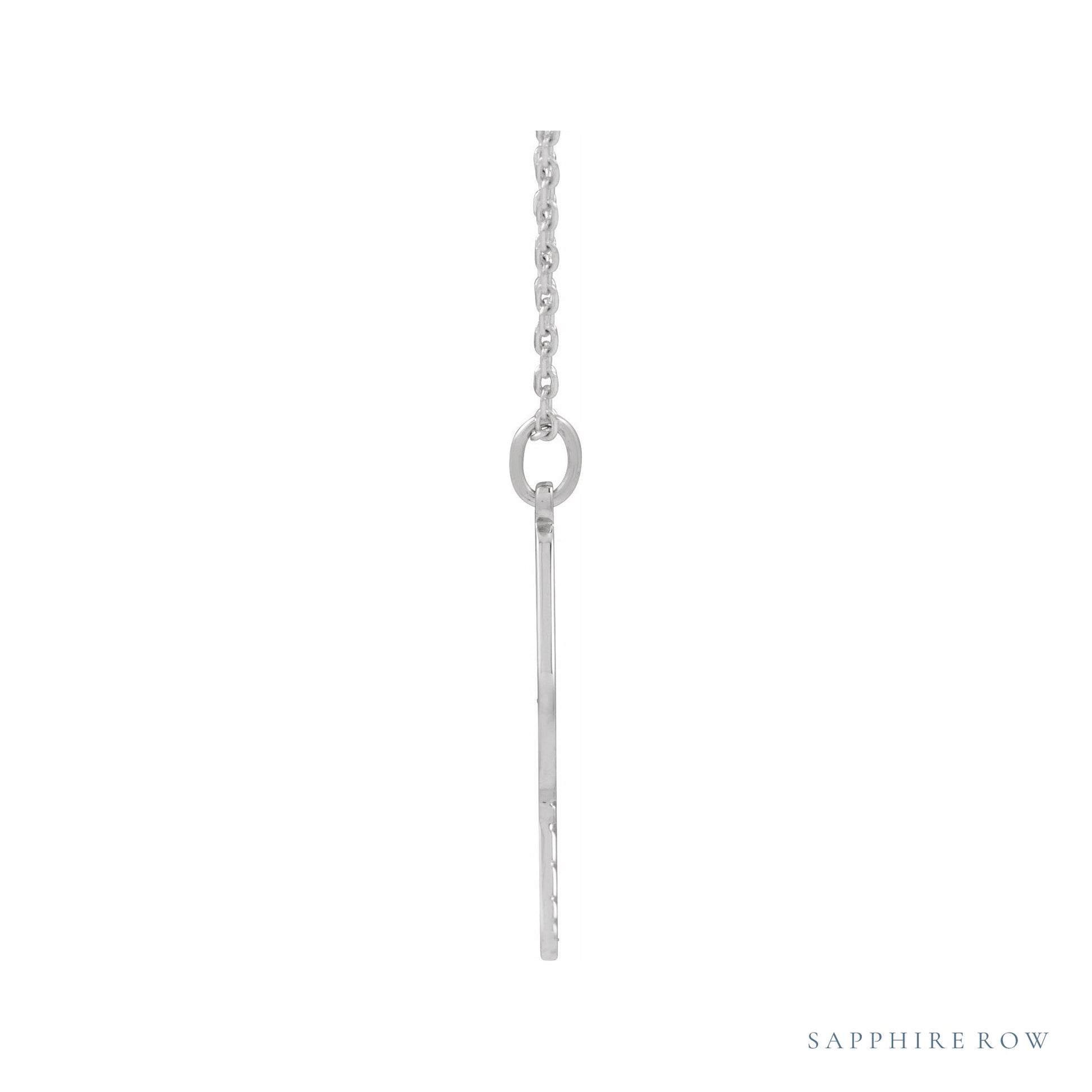 Sapphire Row Engravable Pickleball Paddle Necklace - 14K White Gold (view 2)