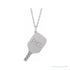 Sapphire Row Engravable Pickleball Paddle Necklace - 14K White Gold (view 3)