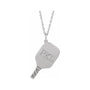Sapphire Row Engravable Pickleball Paddle Necklace - 14K White Gold (view 3)