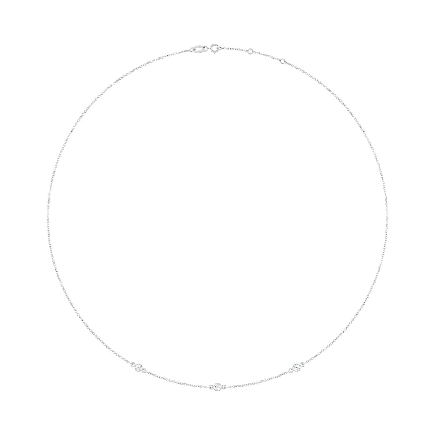 Sapphire Row Natural Gemstone 3-Station Necklace - 10K White Gold, Diamond