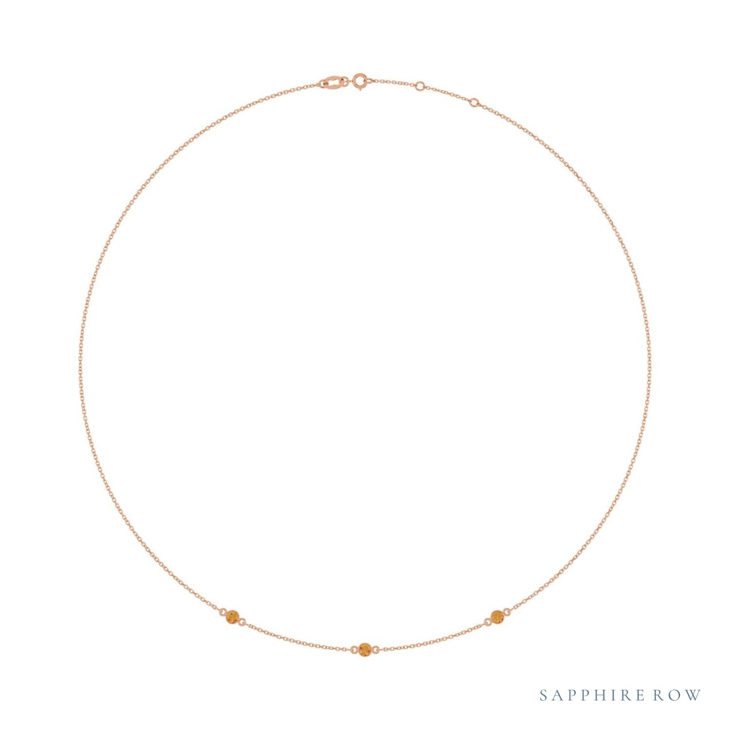 Sapphire Row Natural Gemstone 3-Station Necklace - 14K Rose Gold, Citrine