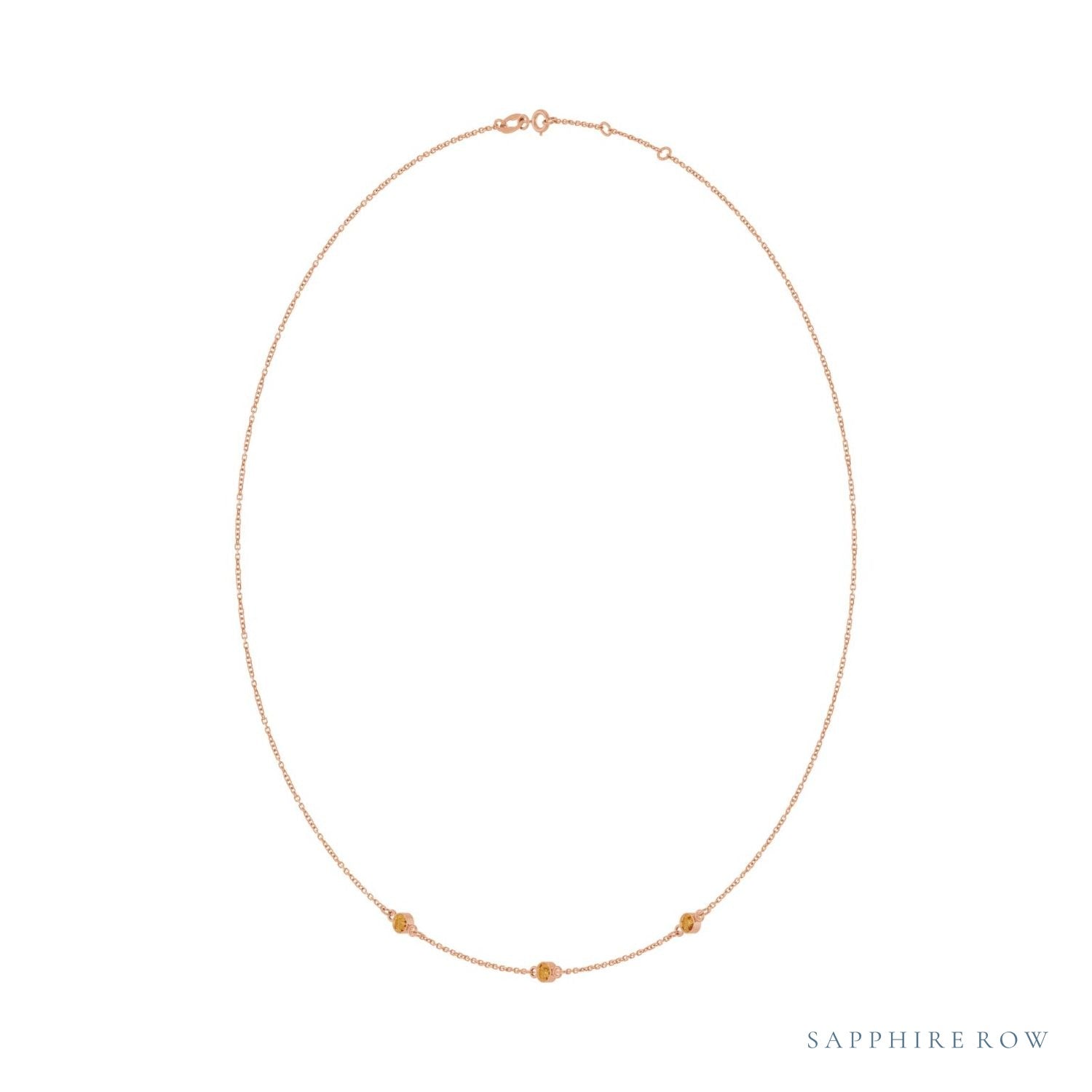 Sapphire Row Natural Gemstone 3-Station Necklace - 14K Rose Gold, Citrine (view 2)