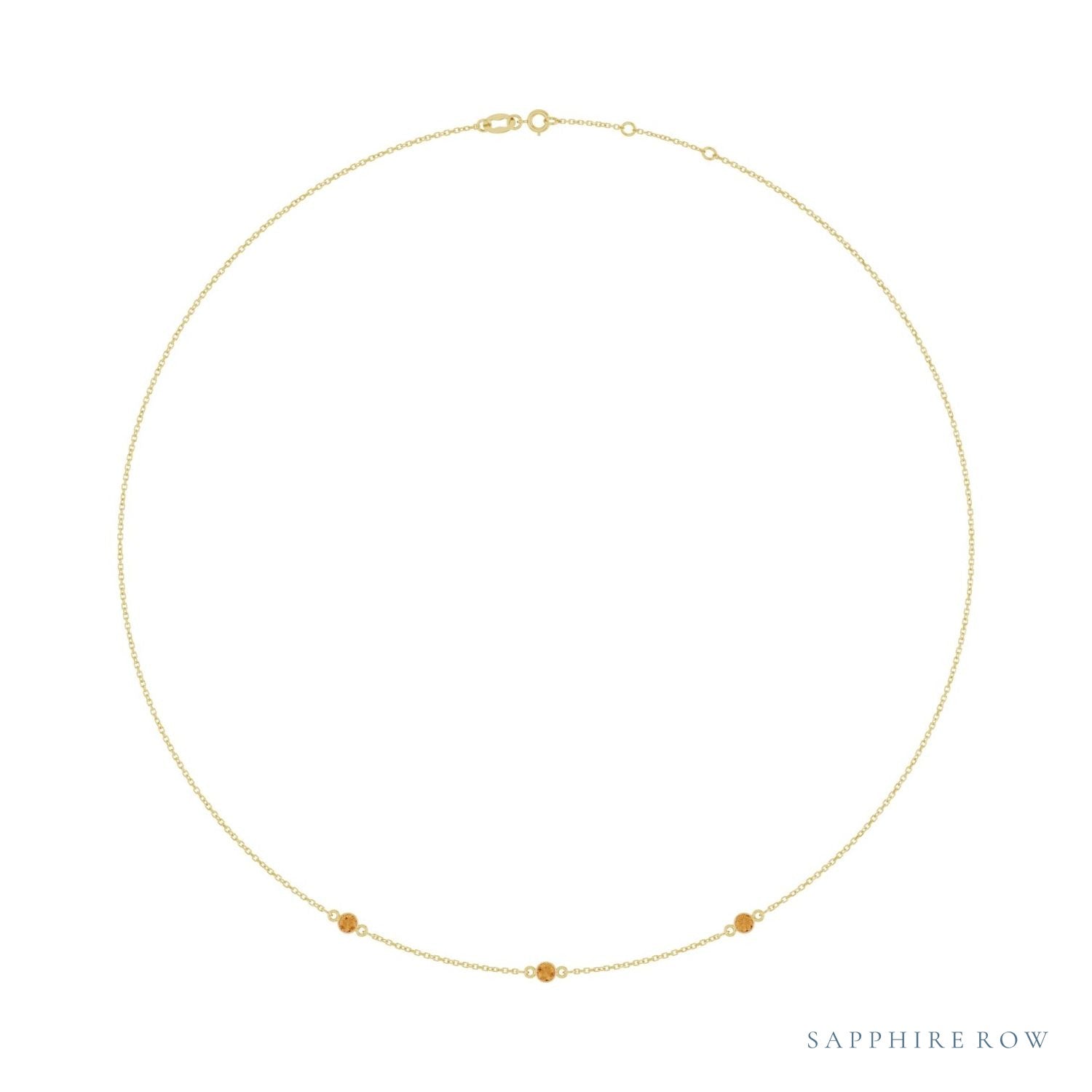 Sapphire Row Natural Gemstone 3-Station Necklace - 10K Yellow Gold, Citrine