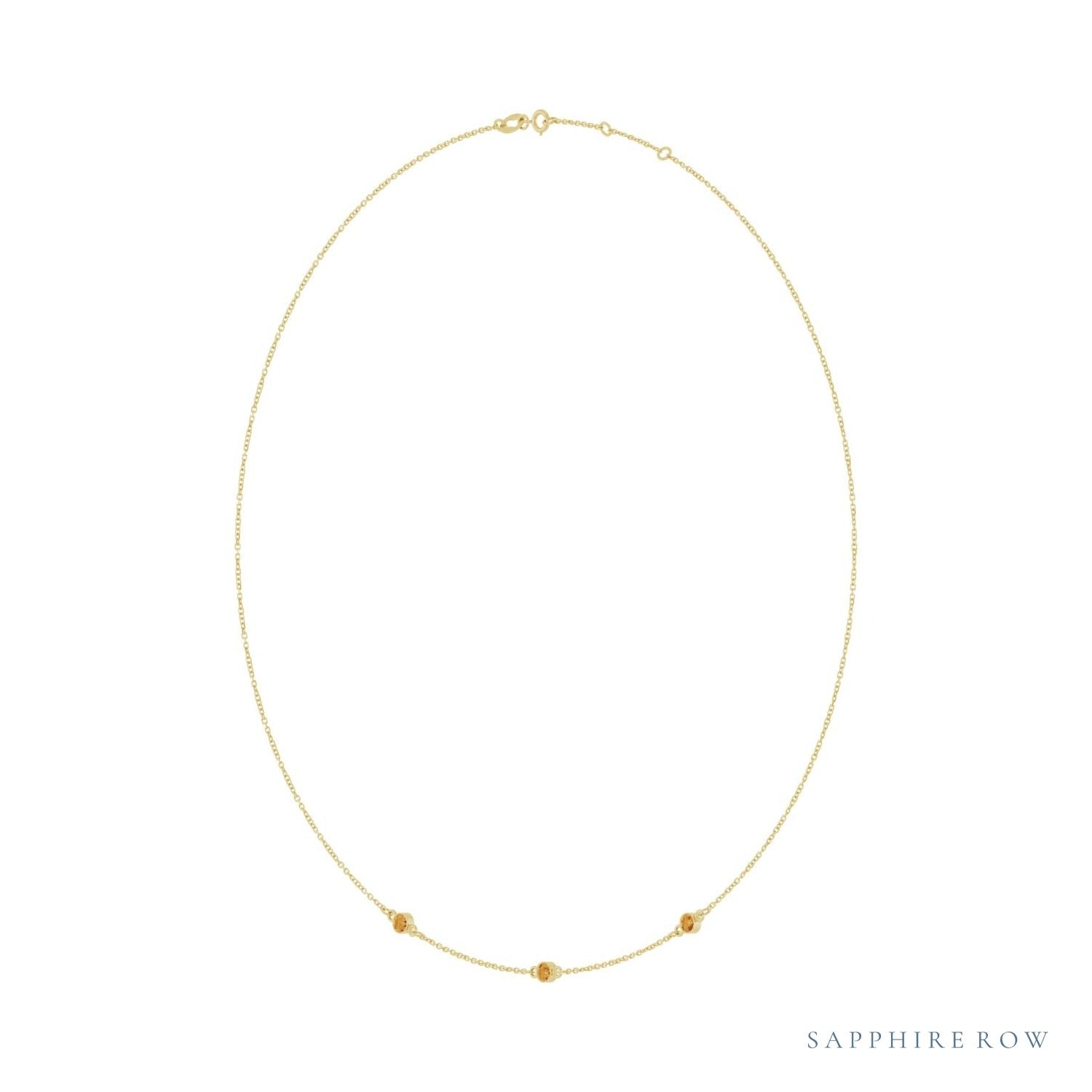 Sapphire Row Natural Gemstone 3-Station Necklace - 10K Yellow Gold, Citrine (view 2)