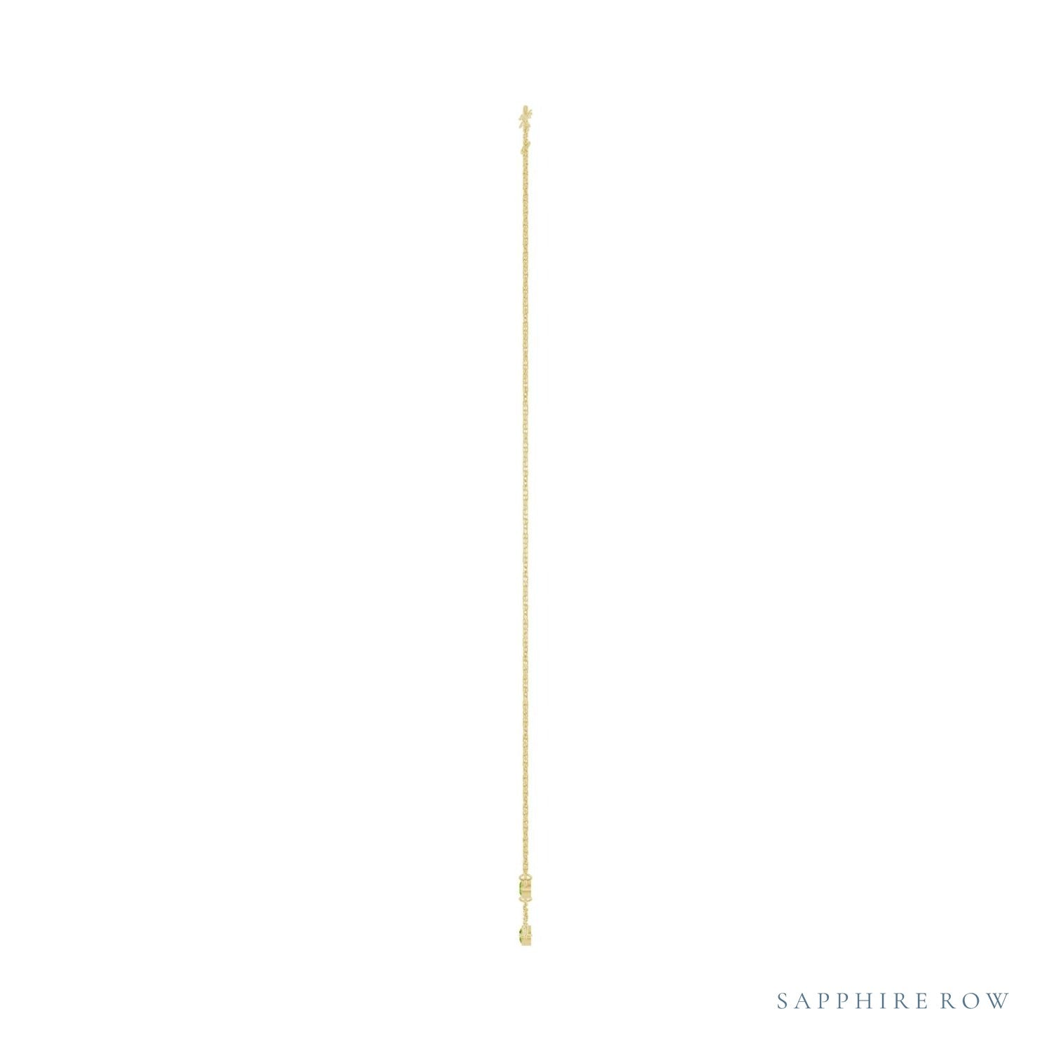 Sapphire Row Natural Gemstone 3-Station Necklace - 14K Yellow Gold, Peridot (view 3)