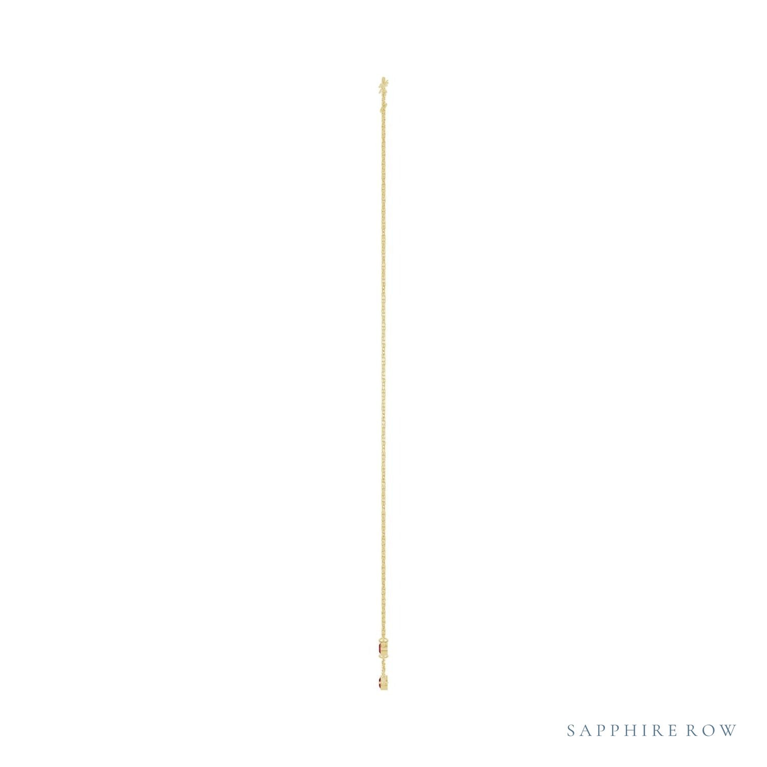 Sapphire Row Natural Gemstone 3-Station Necklace - 10K Yellow Gold, Mozambique Garnet (view 3)