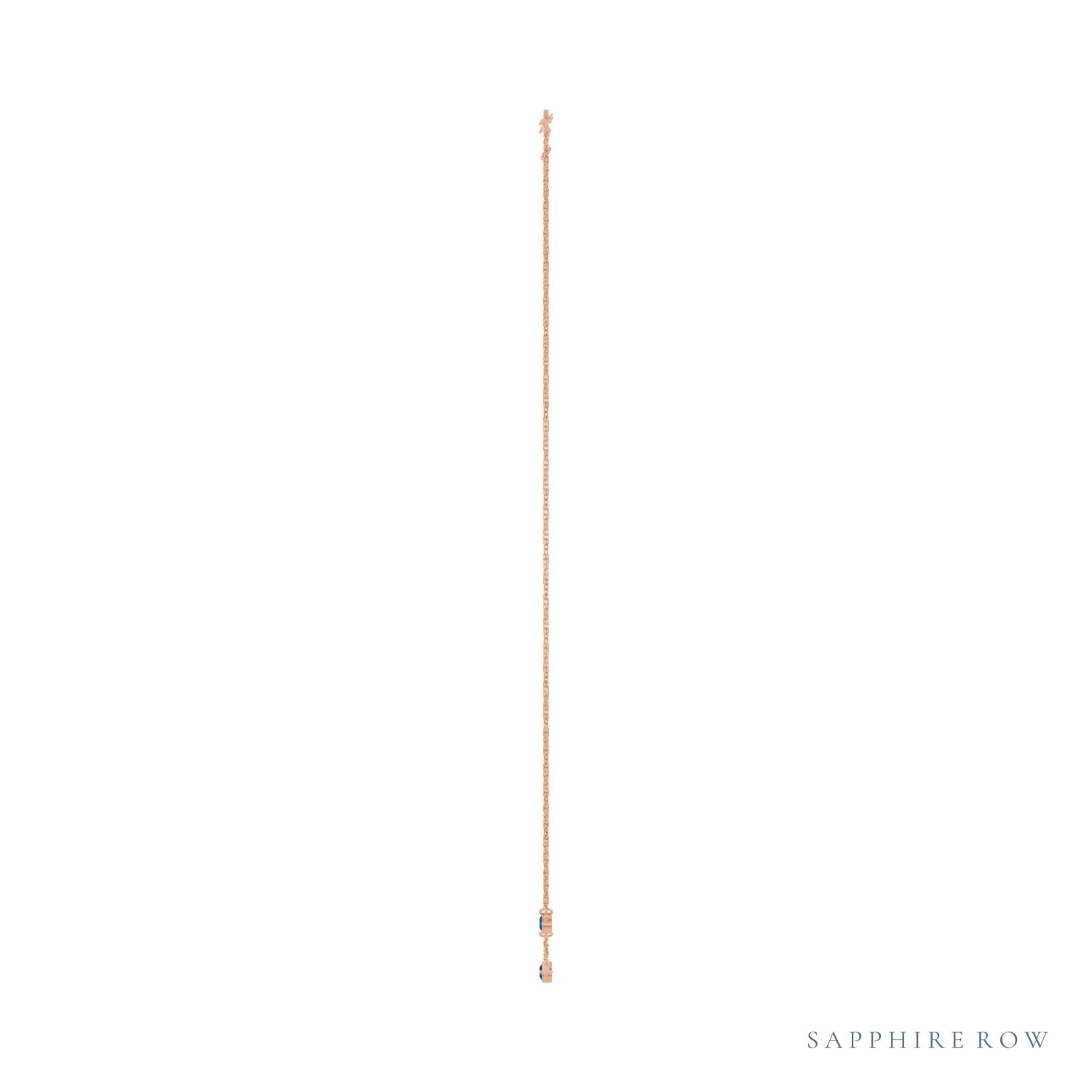Sapphire Row Natural Gemstone 3-Station Necklace - 14K Rose Gold, Blue Sapphire (view 3)