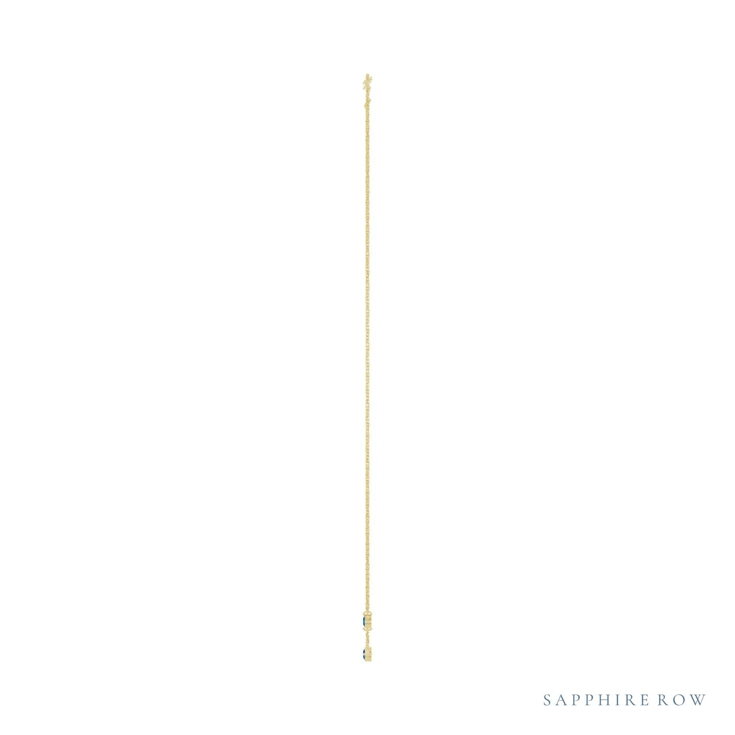 Sapphire Row Natural Gemstone 3-Station Necklace - 10K Yellow Gold, Blue Sapphire (view 3)