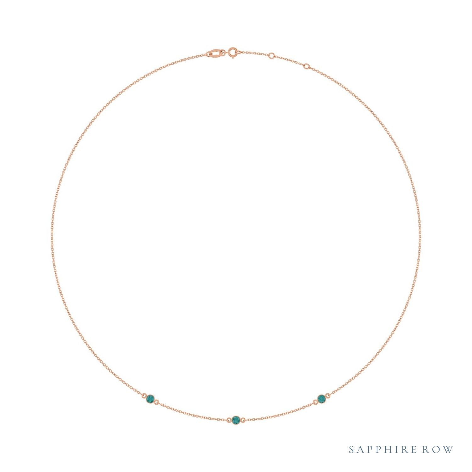 Sapphire Row Lab-Grown Gemstone 3-Station Necklace - 14K Rose Gold, Alexandrite