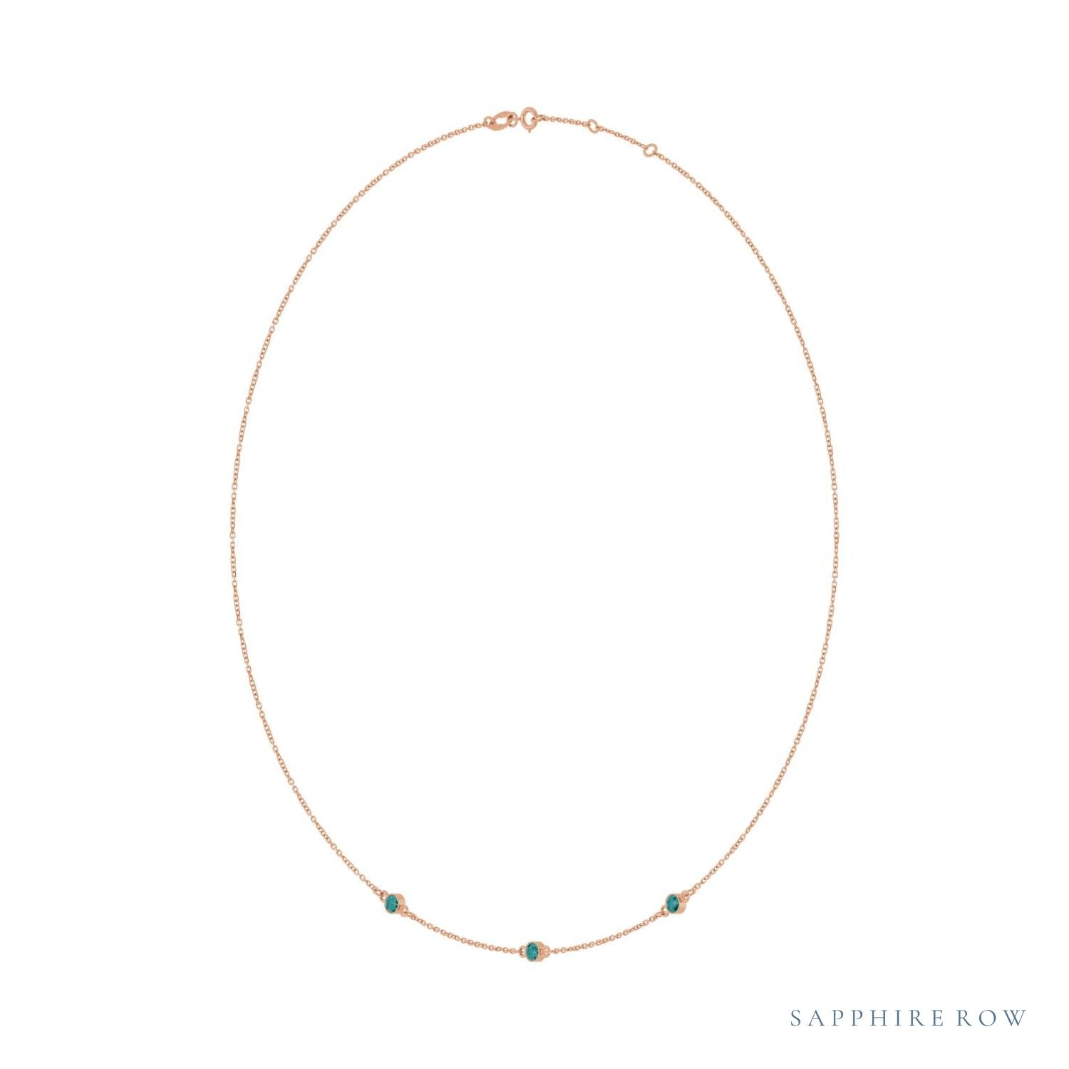 Sapphire Row Lab-Grown Gemstone 3-Station Necklace - 14K Rose Gold, Alexandrite (view 2)