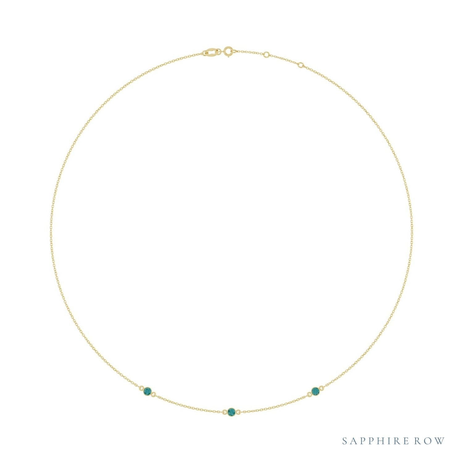 Sapphire Row Lab-Grown Gemstone 3-Station Necklace - 10K Yellow Gold, Alexandrite