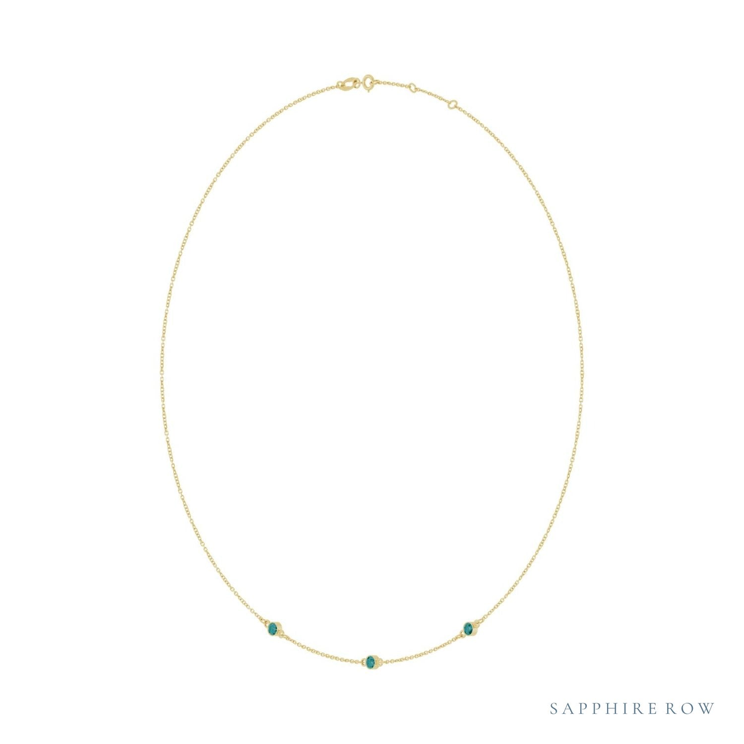 Sapphire Row Lab-Grown Gemstone 3-Station Necklace - 10K Yellow Gold, Alexandrite (view 2)