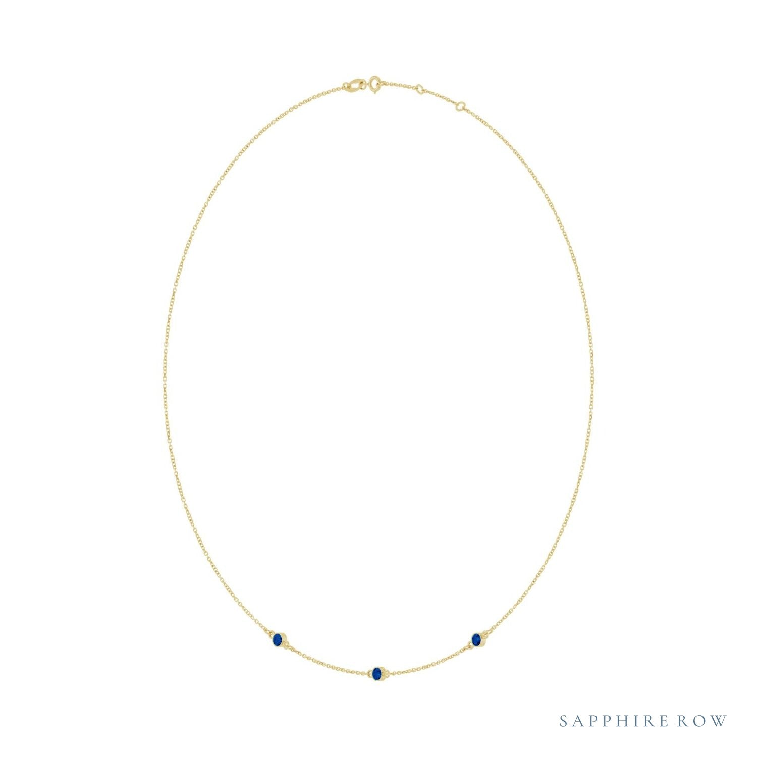 Sapphire Row Lab-Grown Gemstone 3-Station Necklace - 10K Yellow Gold, Blue Sapphire (view 2)