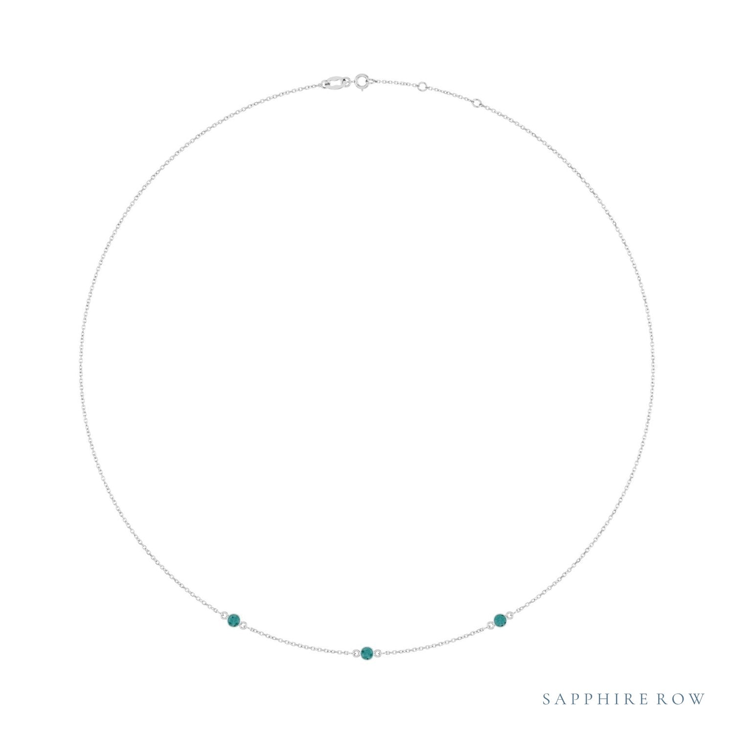 Sapphire Row Lab-Grown Gemstone 3-Station Necklace - 10K White Gold, Alexandrite