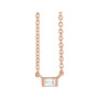 Sapphire Row Natural Diamond Baguette Solitaire Necklace - 14K Rose Gold, 3 × 2 mm