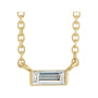 Sapphire Row Natural Diamond Baguette Solitaire Necklace - 14K Yellow Gold, 4.5 × 2 mm