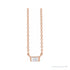 Sapphire Row Natural Diamond Baguette Solitaire Necklace - 14K Rose Gold, 3.5 × 2 mm