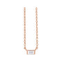 Sapphire Row Natural Diamond Baguette Solitaire Necklace - 14K Rose Gold, 3.5 × 2 mm