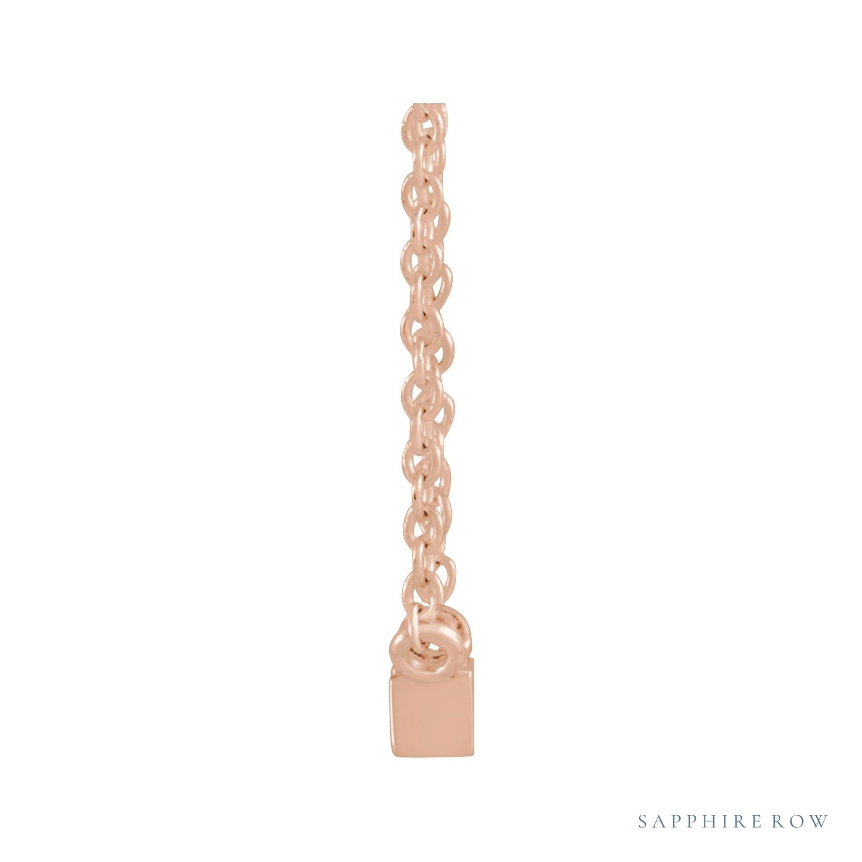 Sapphire Row Natural Diamond Baguette Solitaire Necklace - 14K Rose Gold, 3.5 × 2 mm (view 2)