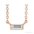 Sapphire Row Natural Diamond Baguette Solitaire Necklace - 14K Rose Gold, 4.5 × 2 mm
